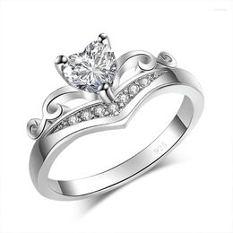 Wedding Rings Romantic Heart-shaped Ring Luxurious Elegant Women's Crystal Jewellery Fashion Valentine's Day Gifts