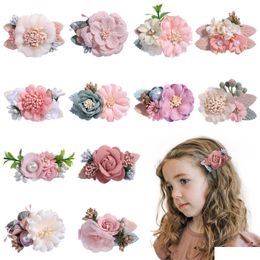 Hair Accessories Baby Hairpins Clips Girls Simation Flower Barrette Wedding Party Headwear Clip Princess Children Kids Cute Beach Dr Dhoup