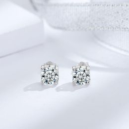 Stud Earrings Classic 925 Sterling Silver High Quality Woman Fashion Jewelry Lucky Clover Crystal Zircon