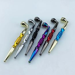 Colorful Metal Alloy Long Pipes Dry Herb Tobacco Caps Portable Removable Handpipes Hand Smoking Innovative Design Easy Clean Cigarette Holder