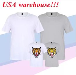 sublimation blank T-shirt heat transfer shirt white grey color polyester shorts sleeve crew neck clothes DHL