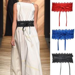 Belts Black White Wide Corset Lace Belt Solid Colour Bowknot Slim Fit Waistband For Women Wedding Dress Waist Band Accessories