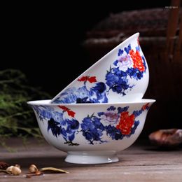 Bowls Jingdezhen Ceramic Rice Bowl Flowers Rooster Home Vintage Dinnerware Soup Ramen Container Kitchen Supplies