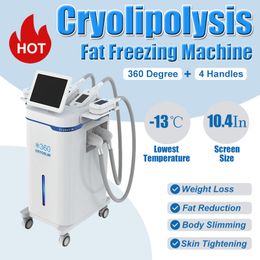 360° Cryolipolysis Cryoskin Machine Body Slimming Fat Freezing 4 Handles Vacuum Weight Reduce Cellulite Removal Fat Loss Device Home Salon Use Equipment