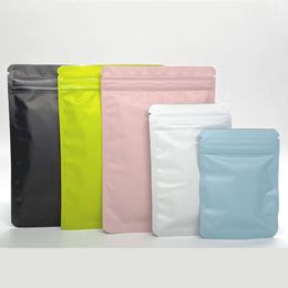 13x21cm Multi Colors Zipper Pure Mylar Foil Stand Up Matte Packaging Bag Pure Aluminum Foil Reusable Food Storage Pack Pouch