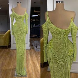 Couture Evening Dress Tailoring Full Beading Long Sleeve Prom Gowns Custom Made Special Occasion Dresses