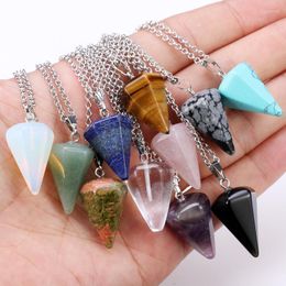 Pendant Necklaces Natural Gemstone Hexagonal Chain Necklace Taper Soul Swing Crystal For Men And Women