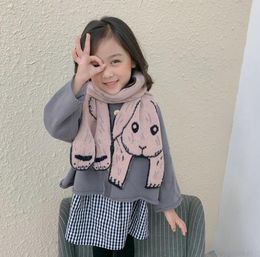 Симпатичный корейский стиль мультфильм медведь кролик детей вязаный шерстяной шарф осенний зимний мальчики девочки для малышей