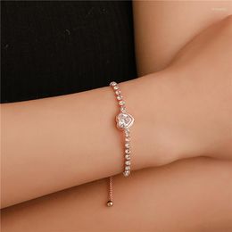 Link Bracelets Product Fashion Rose Gold Colour Love Heart Zircon Bracelet Small Fresh And Simple Adjustable Ladies