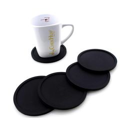 Mats Pads Coloured Sile Round Coaster Coffee Cup Holder Waterproof Heat Resistant Mat Thicken Cushion Placemat Pad Dbc Drop Deliver Dhsa6