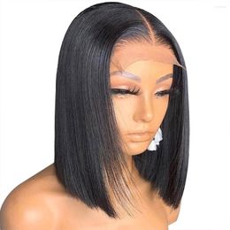 Short Bob Wig Bone Straight Transparent Lace Part Wigs Front Human Hair Pre Plucked With Baby Middle