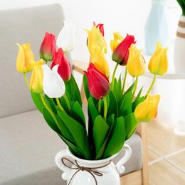 Decorative Flowers 5 Pieces Artificial Flower Fabric Tulip Wedding Bridal Bouquet Christmas Party Vase Decoration Home Table Arrangement