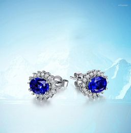 Backs Earrings 925 Sterling Silver Ladies Blue Sapphires Snowflake Clip-on Diana Wedding Jewellery Fine