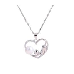 Lockets Cute Cat Heart Real S925 Sterling Sier Womens Wedding Pendant Necklace Settings Mounting Semi Mount Diy Pearls Jewellery For W Dh6Gq