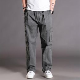 Men's Pants Men Casual Cargo Cotton Multiple Pockets Male Thin Trousers Plus Size Oversize Military Style Loose Fat Joggers