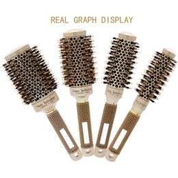 1PC 4 Sizes Professional Salon Styling Tools Round Hair Comb Hairdressing Curling Hair Brushes Ceramic Iron Barrel