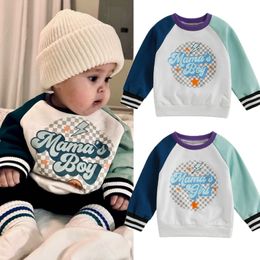 T shirts FOCUSNORM 0 3Y Autumn Causal Baby Boys Girls T Shirts 2 Style Colour Patchwork Long Sleeve Letter Printed Pullover Sweatshirt 230106