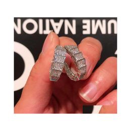 Stud Choucong Earrings Luxury Jewellery Ins Top Sell 925 Sterling Sier Pave White Sapphire Cz Diamond Gemstones Eternity Snake Women E Dhm9F