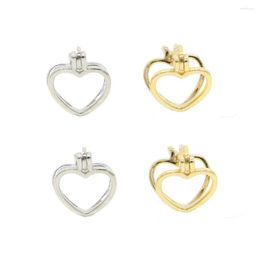 Stud Earrings 925 Sterling Silver Gold Colour Hollow Heart Pearl Double Sided For Women Sweet Girl Trendy Party Jewellery Wholesale