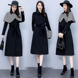 Women's Wool & Blends Fashion Plaid Shawl Cashmere Coat In Winter 2023 Women
