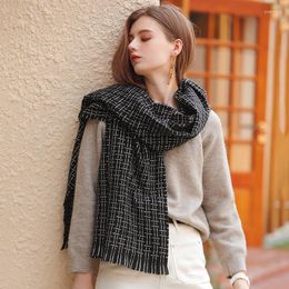 Scarves VISROVER 8 Colorways Plaid Cashmere Woman Winter Scarf Fashion Female Wool Handfeel Shawl Checked Wraps Gift