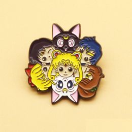 Cartoon Accessories Sailor Moon Spinning Enamel Pin Cute Badge For Best Friend Brooch Gift Fashion Jewellery Drop Delivery Baby Kids M Dhdr6