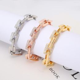 Bangle TIRIM Fashion Hip Hop Luxury Chain Bracelet For Women Girls 20cm Gold Silver Color Bling Zirconia Jewelry Hand Accessories