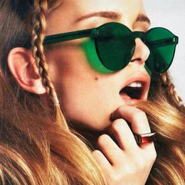 Sunglasses BEGREAT Fashion Spring Summer Styles Women Candy Colors Plastic Ladies Green Tinted Thick Lens Men Rimles Eyewear