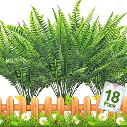 Decorative Flowers 18pcs Artificial Green Plant Outdoor Seven-Fork Persian Grass Leaf Boston Fern Indoor Garden Ornamental Flower