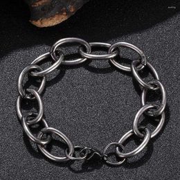 Link Bracelets 15mm Width Big Chain Silver Colour For Men Women Steel Metal Thick Tarnish Free Jewellery GS0109