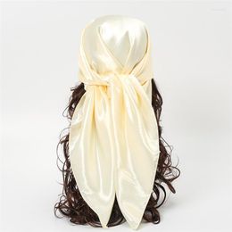 Scarves 90 90cm Silk Women Square Satin Hijab Scarf Plain Handkerchief Shawls Wraps Head Female Headband Islamic Bandanna