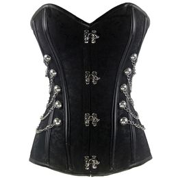 Bustiers & Corsets Metal Locks Clips Steampunk Corset Leather Body Shaperwear Women Clothing Steam Punk Retro Vintage Overbust Gothic Korse