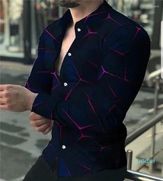 Men's Casual Shirts 2023 Luxury Social Men Gradual Single Button Wild Printed Male Blouses