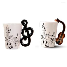 Mugs AT14 2Pcs Ceramic Cup Personality Mug Unique Musical Instrument Gift - Violin Handle & Note
