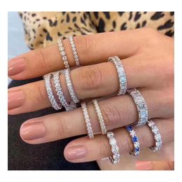 Wedding Rings Sparkling Luxury Jewellery 925 Sterling Sier White Topaz Cz Diamond Gemstones Promise Women Engagement Band Ring For Lov Dhesn