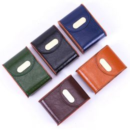 Latest Colorful PU Leather Natural Wooden Cigarette Case Dry Herb Tobacco Stash Cases Holder Portable Storage Box Smoking Container