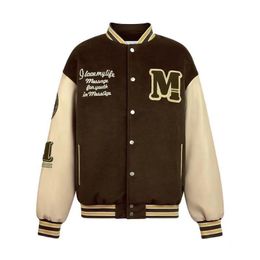 Men's Jackets College Varsity Jacket Men Bomber Ladies Oversized Coat Couple Letter Embroidery Tops Teen Baseball Uniforms Rib Sleeve