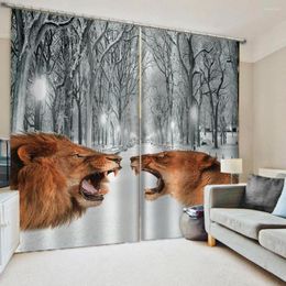 Curtain Luxury Blackout 3D Window Curtains For Living Room Bedroom Grey Snow Forest Decoration