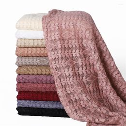 Scarves Fashion Solid Color Cotton Lace Breathable Women's Turban Hijab Female Long Headband Shawl Wraps Bandana Foulard