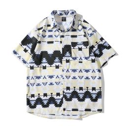 Men's Casual Shirts EDSON ARANTES Summer Men Hawaiian Vintage 3D Africa Print Button Down Aloha Shirt Street Short Sleeve Hip Hop Clothes