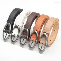 Belts Fashion Women Metal Oval Buckle PU Leather Personality Jeans Dress Decorative Belt Vintage Strap Female Waistband