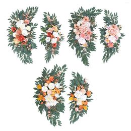 Decorative Flowers 2Pcs Multipurpose Wedding Arch Decoration Faux Flower Garland For Living Room Engagement Ceremony Farmhouse Wreath Decor