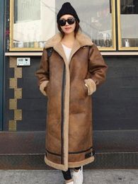 Women's Fur LANMREM Lamb Wool Thickened Brown Coat Korean Version Medium Long Loose Faux Warm Clothing Autumn Winter Women 2Q1313
