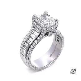 Wedding Rings Choucong Unique Luxury Jewellery 925 Sterling Sier Cushion Shape White Topaz Cz Diamond Gemstones Eternity Party Women E Dhcsa