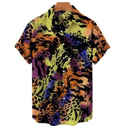 Men's Casual Shirts 2023 Fashion Animal Tattoo Summer Beach Loose Short Sleeve Shirt Oversized Hawaiian Trend All-match Men