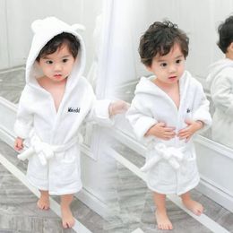 Towels Robes EuerDoDo Children s Bathrobe For Boys Girls Warm Long Sleeve Hooded Baby Velvet Kids Robe Sleep Homewear 230106