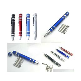 Screwdrivers Mtifunction 8 In 1 Precision Screwdriver With Magnetic Mini Portable Aluminium Tool Pen Repair Tools For Mobile Phone Db Dh0R1