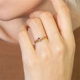 Stainless Steel Zircon Rings 12 Birthdaystones Ring Colourful Crystal Ring