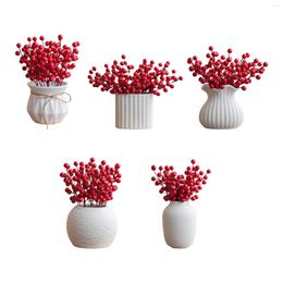 Decorative Flowers Artificial Fortune Tree Fruits Ceramic Vase Floral Arrangements Desk Chinese Year Ornaments For Office Living Room