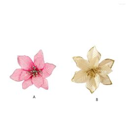 Decorative Flowers Christmas Hanging Glitter Artificial Flower Reusable Washable Simulation Outdoor Holiday Festival Decoration